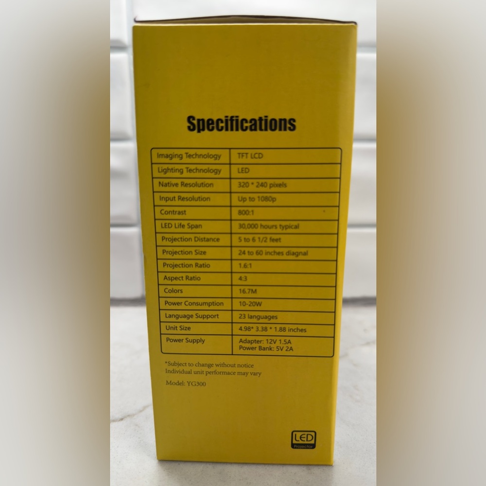 Ace of Spade Yellow Portable LED Projector - Picture 2 of 3